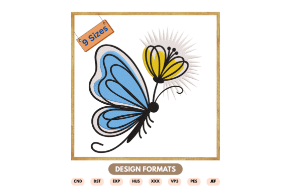 Butterfly Flower Embroidery Design