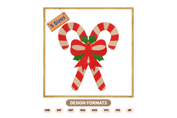 Candy Cane Bow Embroidery Design