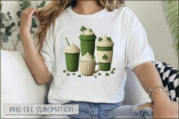 Coffee Cups St. Patrick’s Embroidery PNG