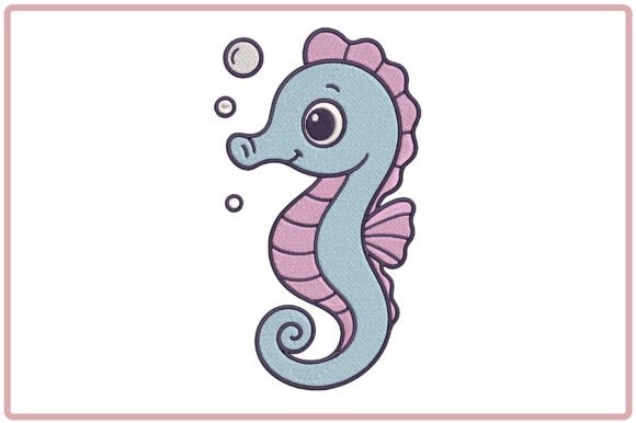 Cute Sea Horse Embroidery Design