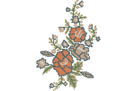 Floral Cross Stitch Embroidery Design