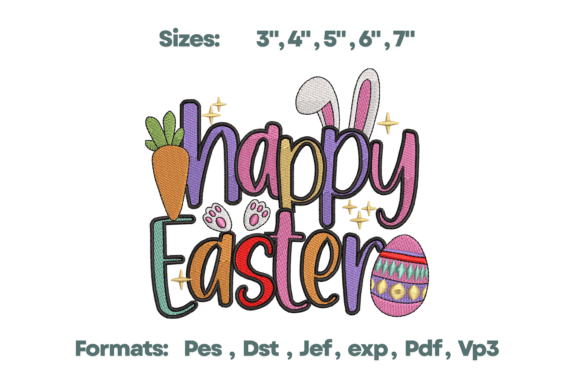 Happy Easter Word Art Embroidery