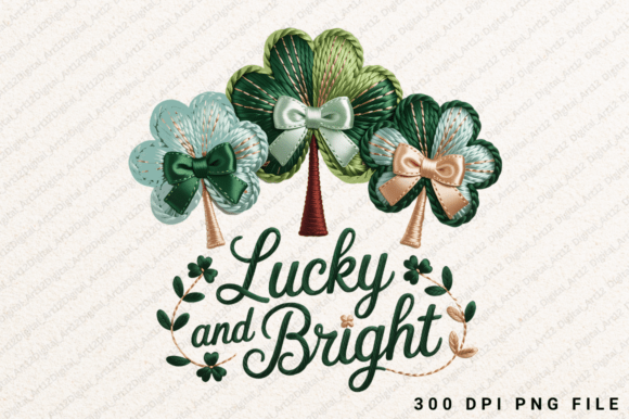 Lucky and Bright Embroidery PNG Design