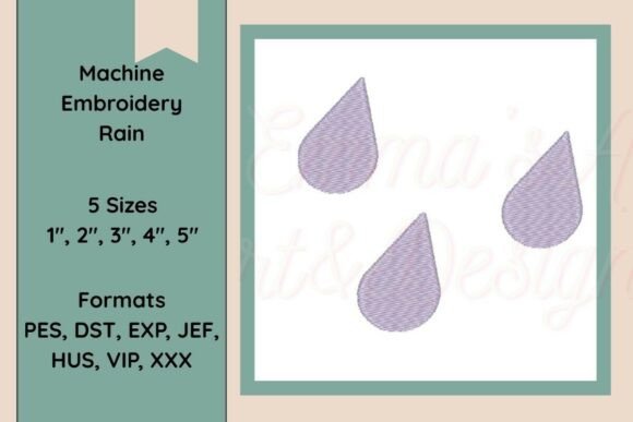 Machine Embroidery Rain Drop Design