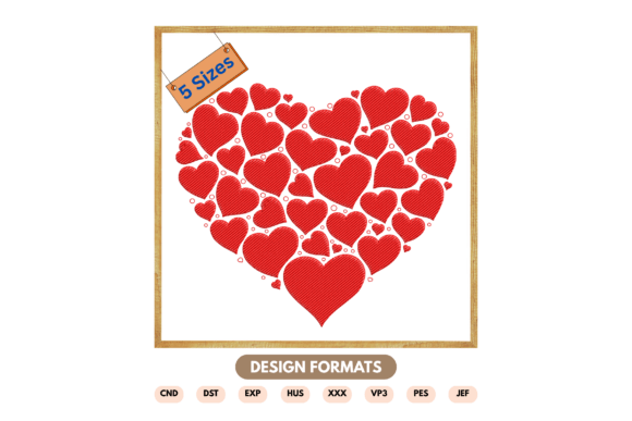 Multi Heart Cluster Embroidery Design