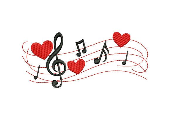Music Heart Embroidery Design