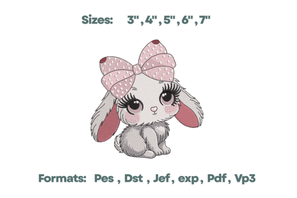 Polka Dot Bow Bunny Embroidery
