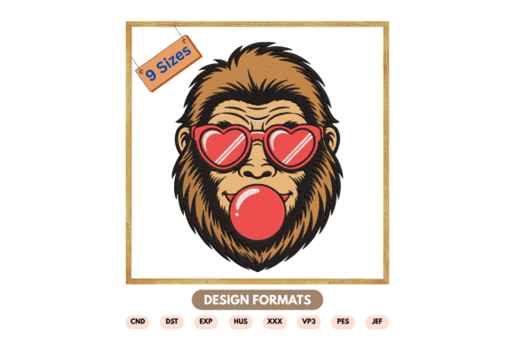 Pop Art Monkey Embroidery Design