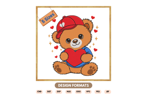 Teddy Bear with Heart Embroidery Design