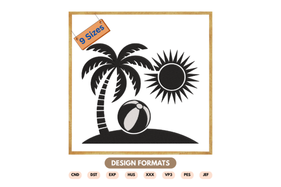 Tropical Beach Palm Tree Embroidery File